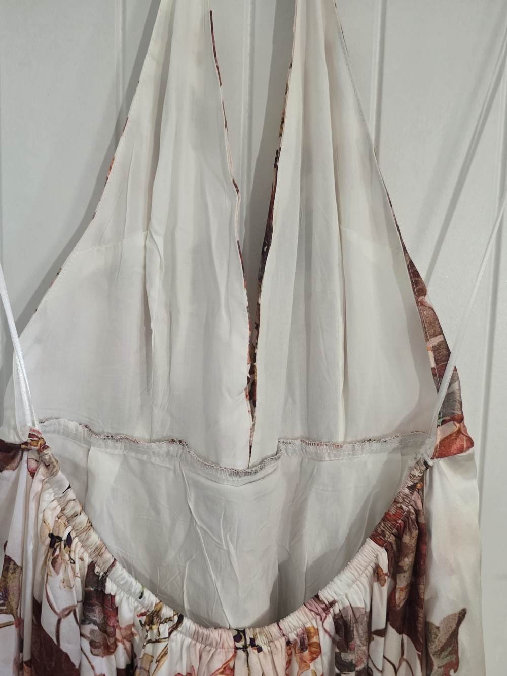 Floral Halter Maxi Dress White Pink Red Boho Beach Resort Women's 8 - Picture 8 of 15